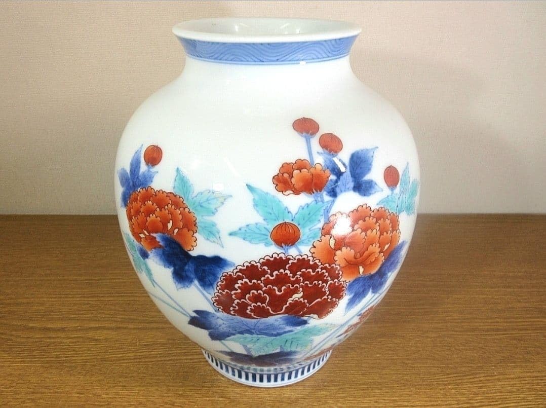 Amazon.co.jp: 真作保証 12代 今泉今右衛門 錦芙蓉絵花瓶 人間国宝