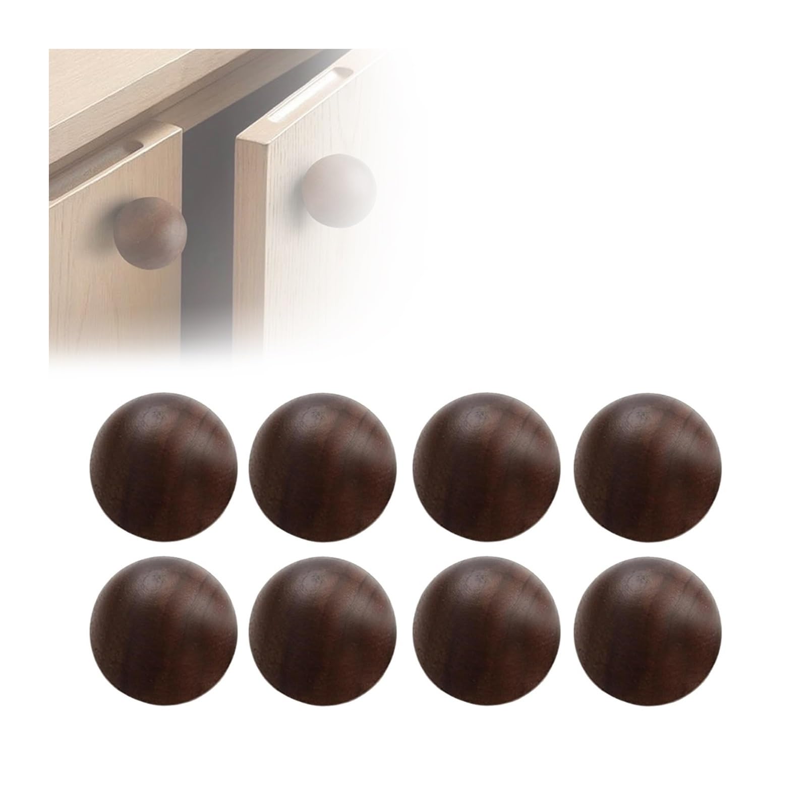Opeximatun 8pcs Round Walnut Wood Cabinet Knobs(Color 2,40mm)