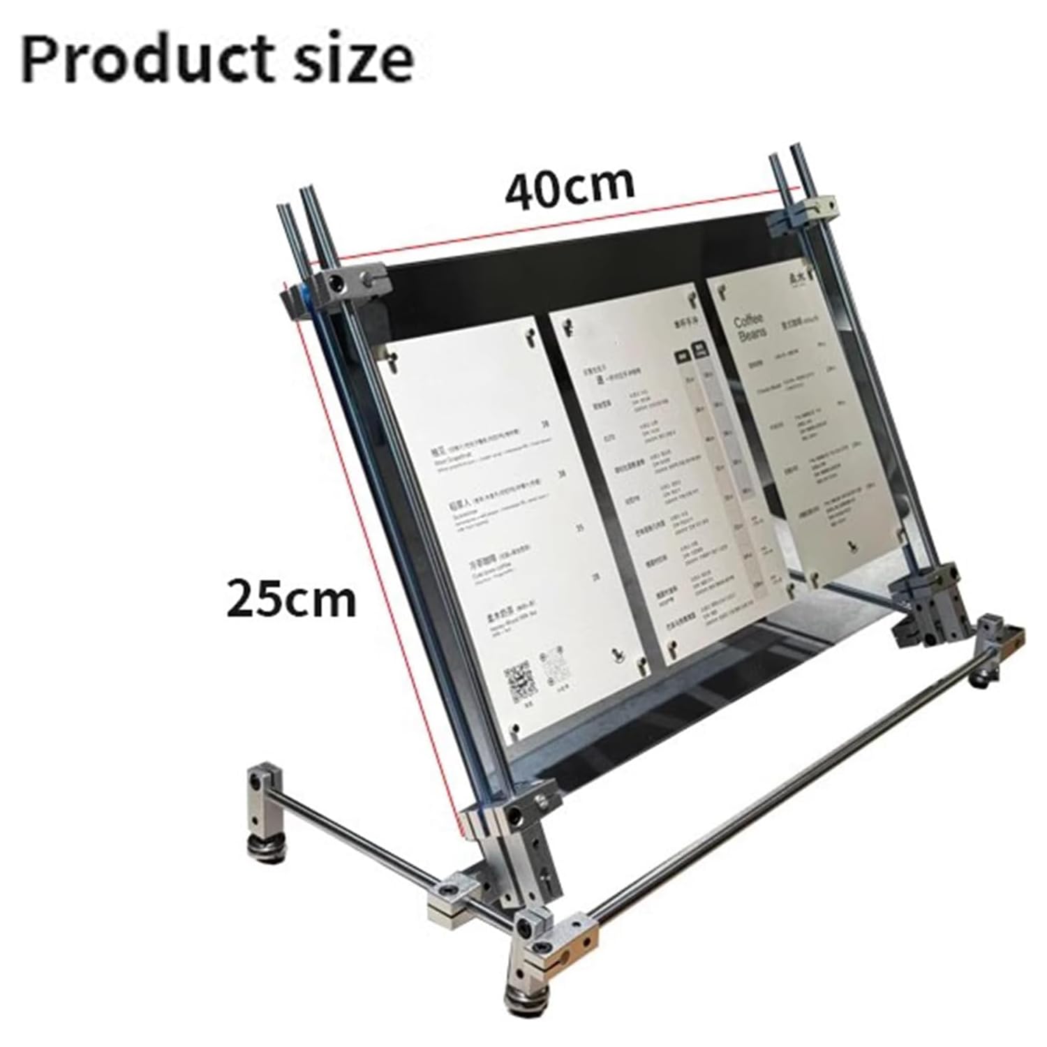 Soporte acrílico para menú, expositor de letreros de mesa transparente con ruedas y base de acero inoxidable, para restaurantes, tiendas, oficinas