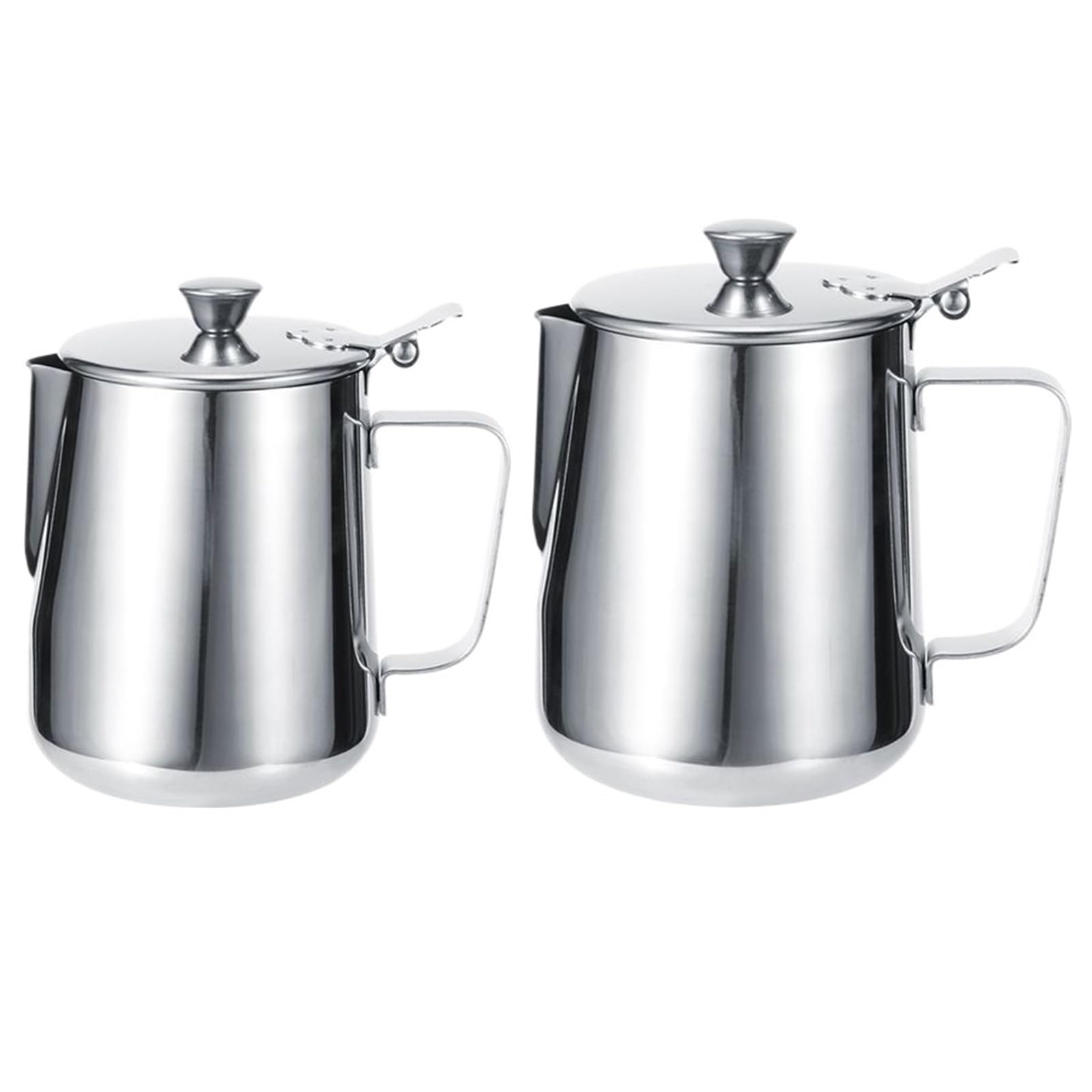 Taza de café con leche acero inoxidable, 2 uds., jarra tapa, Latte Art for el hogar, té la, cafetería Para Espumar(600ml)