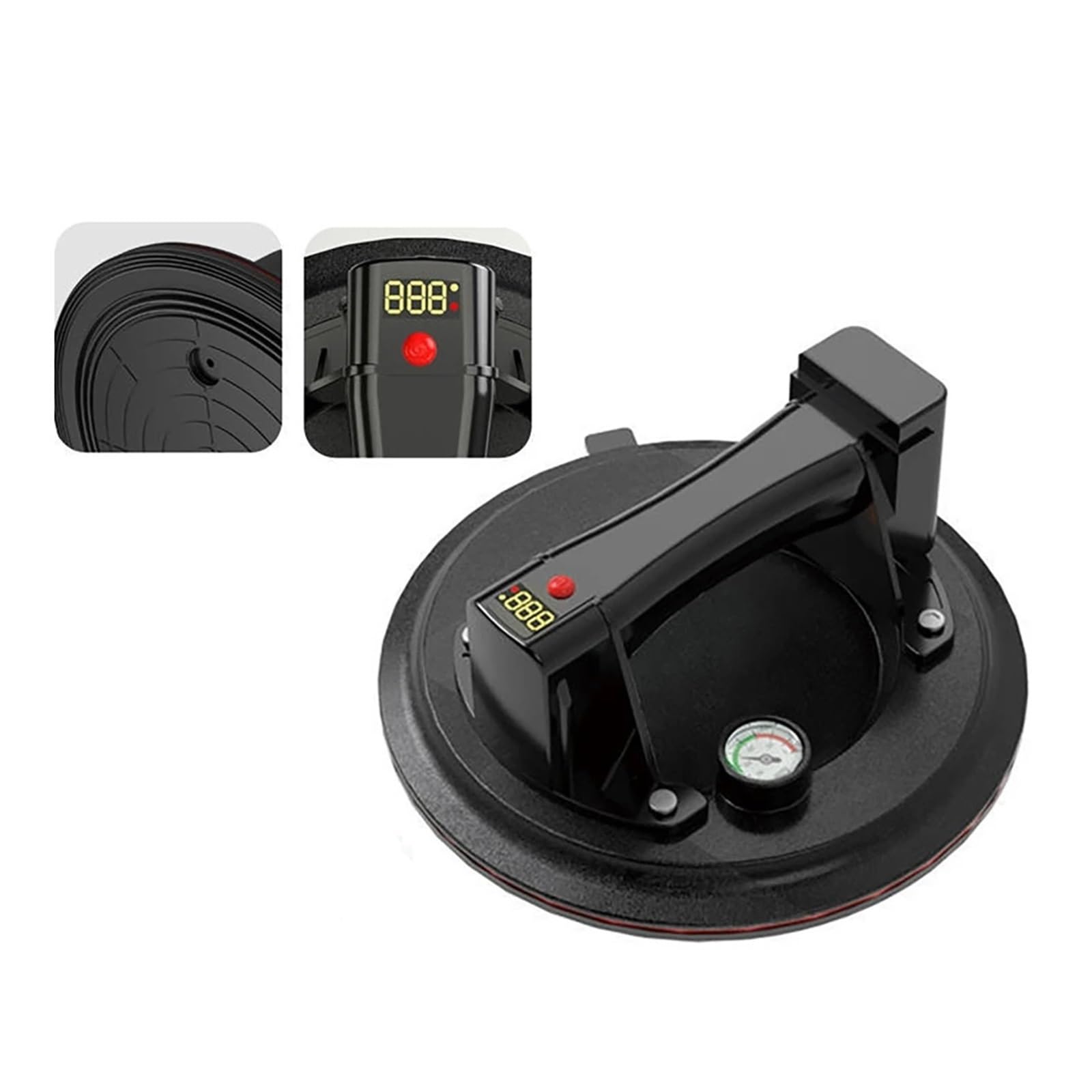 Zklgs With Pressure Gauge Glass Suction Lifter, 240Kg 9 Inch Electric Suction Cup For Tiles Glass Marble Industrial Sucker Battery Charger(With Pressure Gauge)