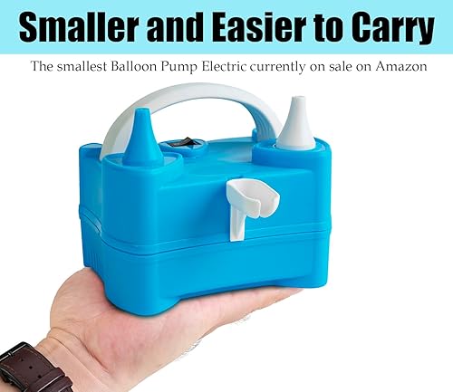 Miniatura 3 de LANGXUN Bomba eléctrica portátil de globo de alta potencia, dos boquillas de 110 V 600 W, soplador de aire eléctrico para globos de látex para