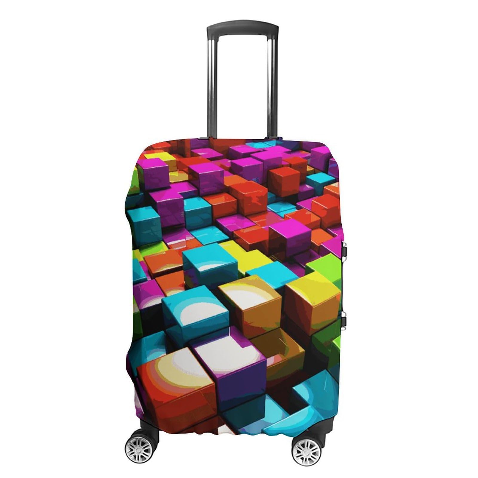 Housse de bagage cubes colorés 3D extensible lavable taille XL - 8