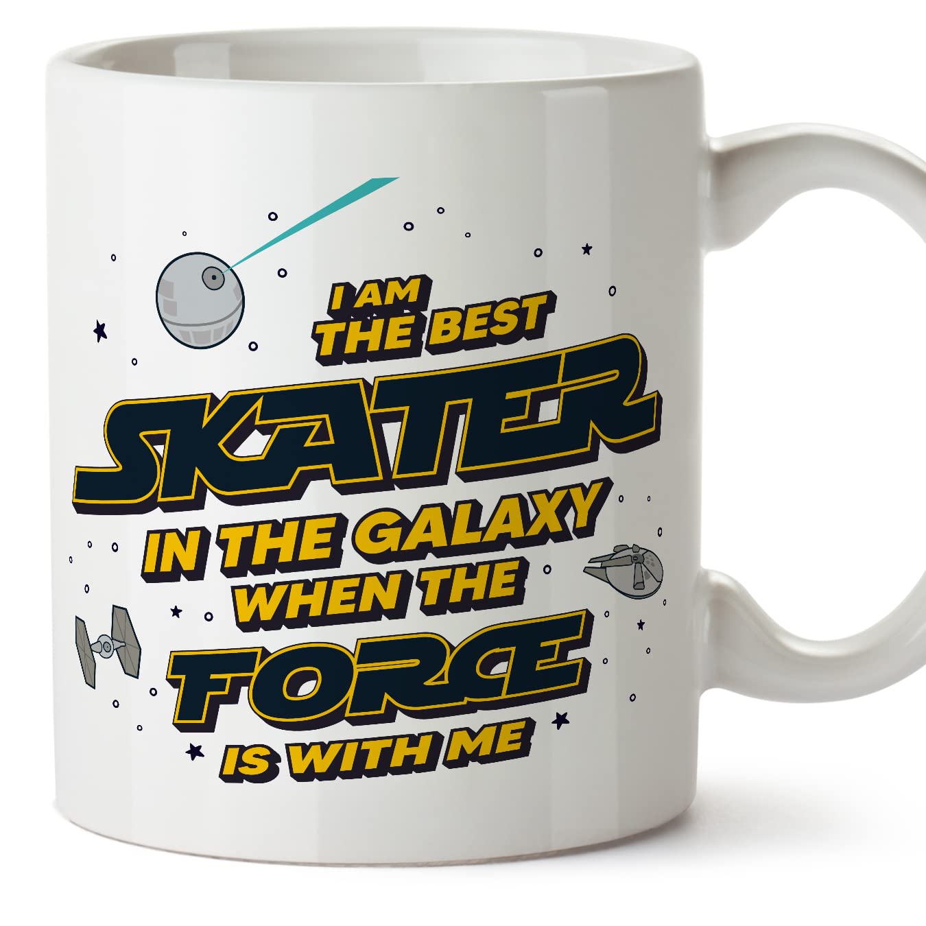 MUGFFINS Skater Mug - in English - Best in The Galaxy The Force is with Me - Funny Gift for Colleagues - Ceramic 11oz Mug โ image 1
