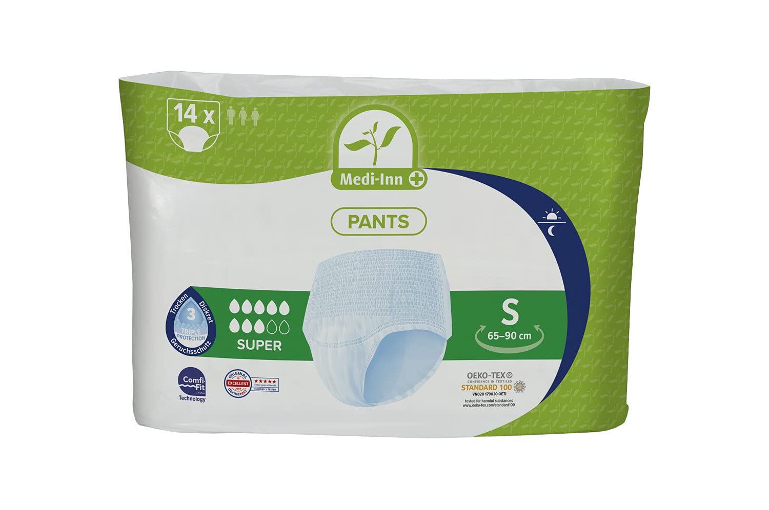 Medi-Inn Inkontinenz-Pants SUPER, diskreter Schutz & hohe Saugstärke, mit elastischem Bund, Vorteilspack: 4 x 14 = 56 Stück (Größe S)