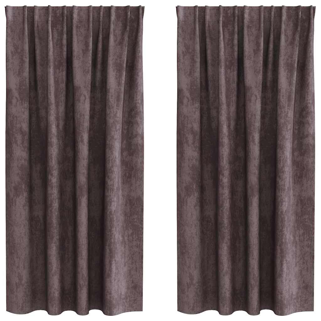 Rideaux occultants velours marron 175x140 double attache galon fronceur et œillets