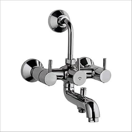 BANZER BFF1014 Brass Wall Mixture 3 in 1 with L Band/Provision for Overhead Shower and Hand Shower with Flange and Taflon Tape Chrome