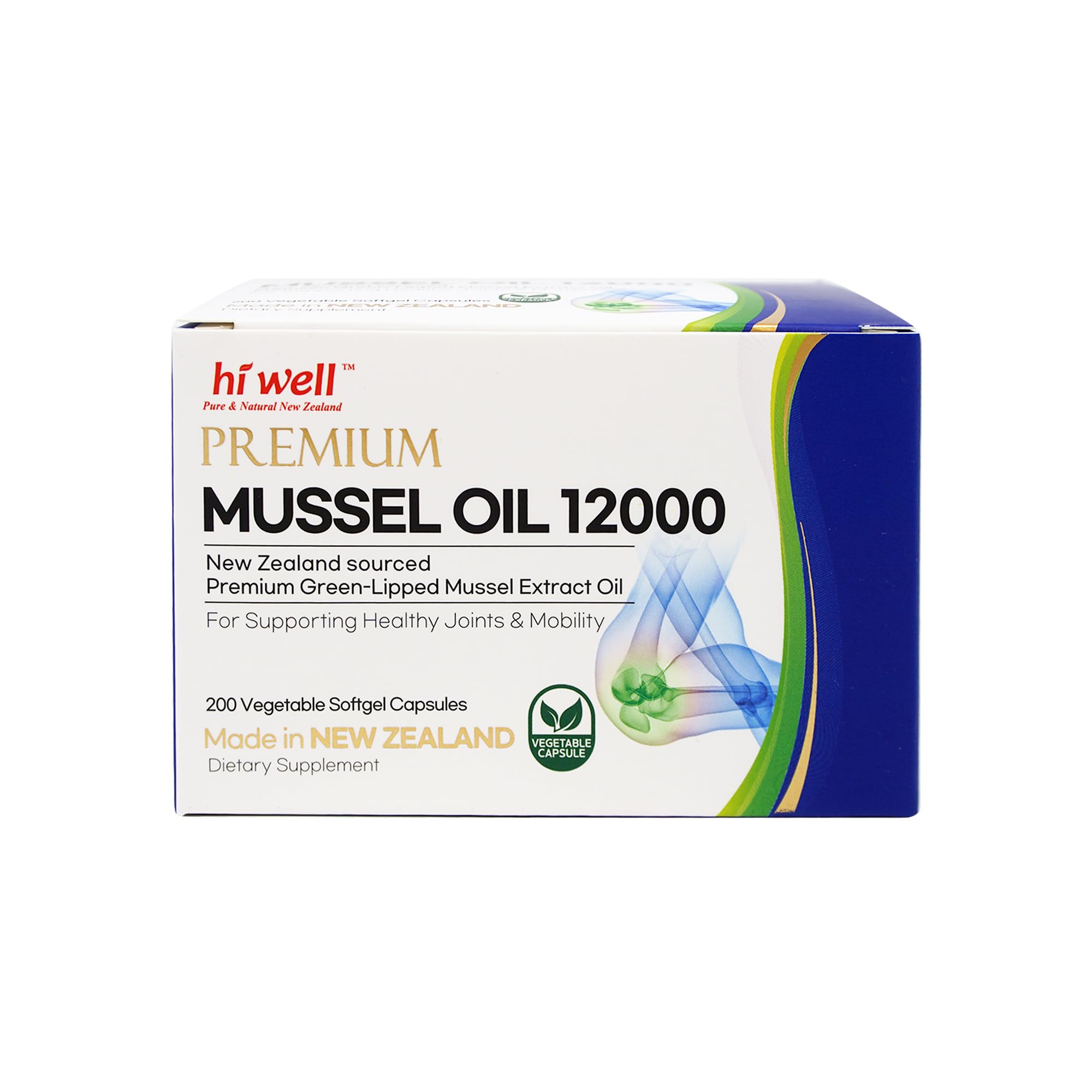 Hi Well Premium New Zealand Green-Lipped Mussel 12000 //200 Softgel Capsules//Sourced from Pristine New Zealand Waters(1)