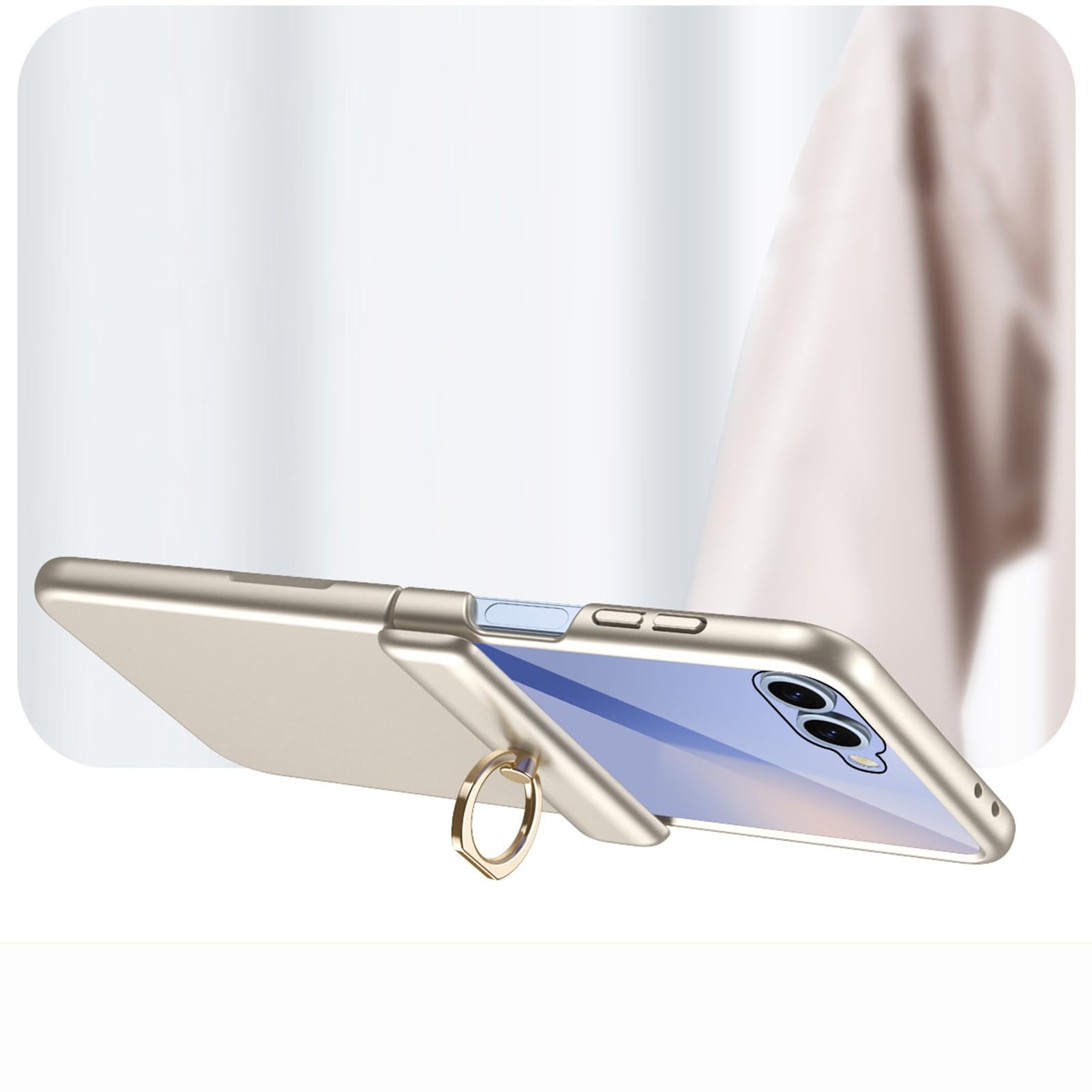 Zawiasowe etui do Samsung Galaxy Z Flip 8, obrotowe powlekanie pierścieniem, odporna na wstrząsy osłona ekranu, kompleksowa osłona, czarne, Flip 8