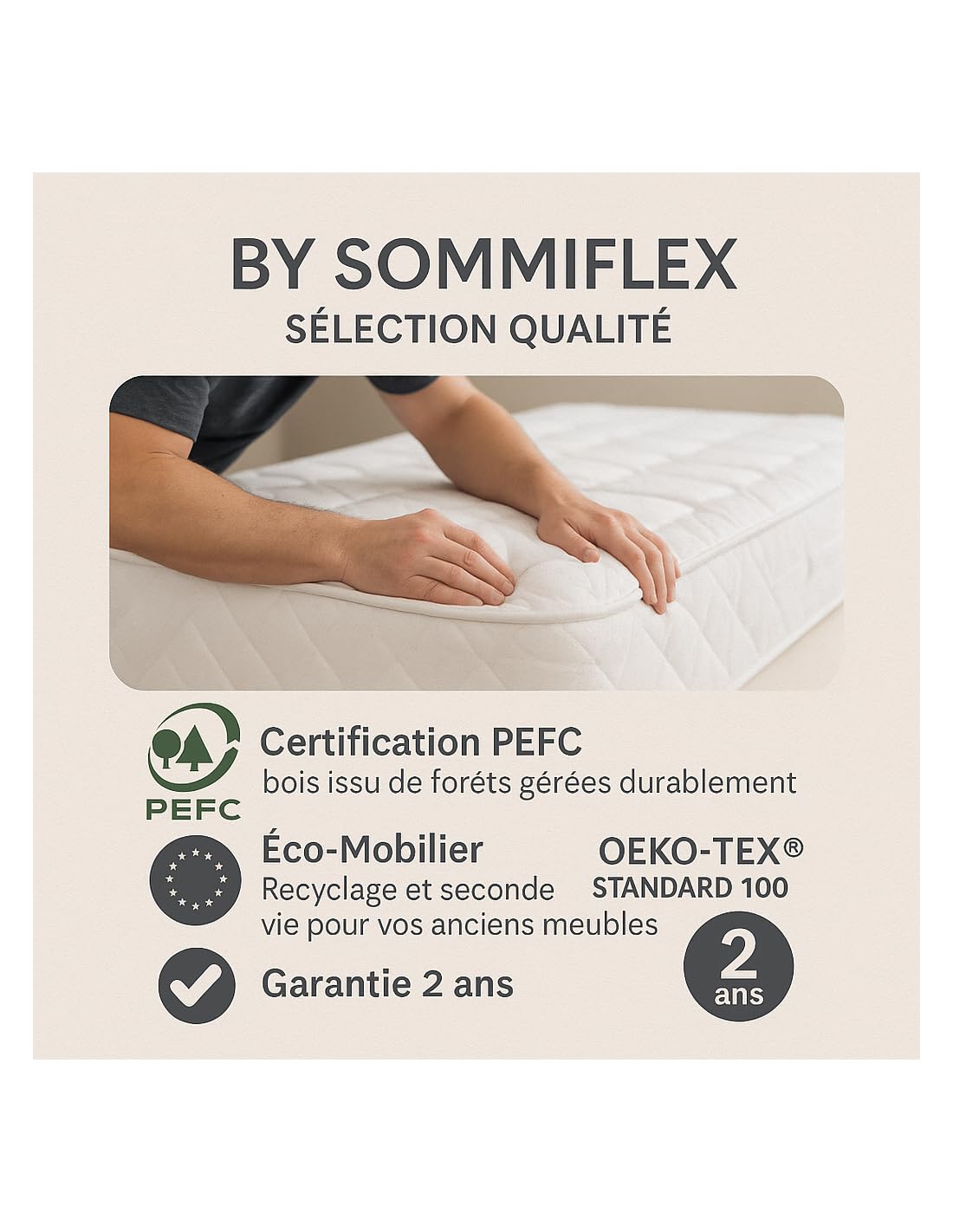 by sommiflex SOMMIER TAPISSIER Blanc 80x200x2 (160x200) | Fabrication FRANÇAI