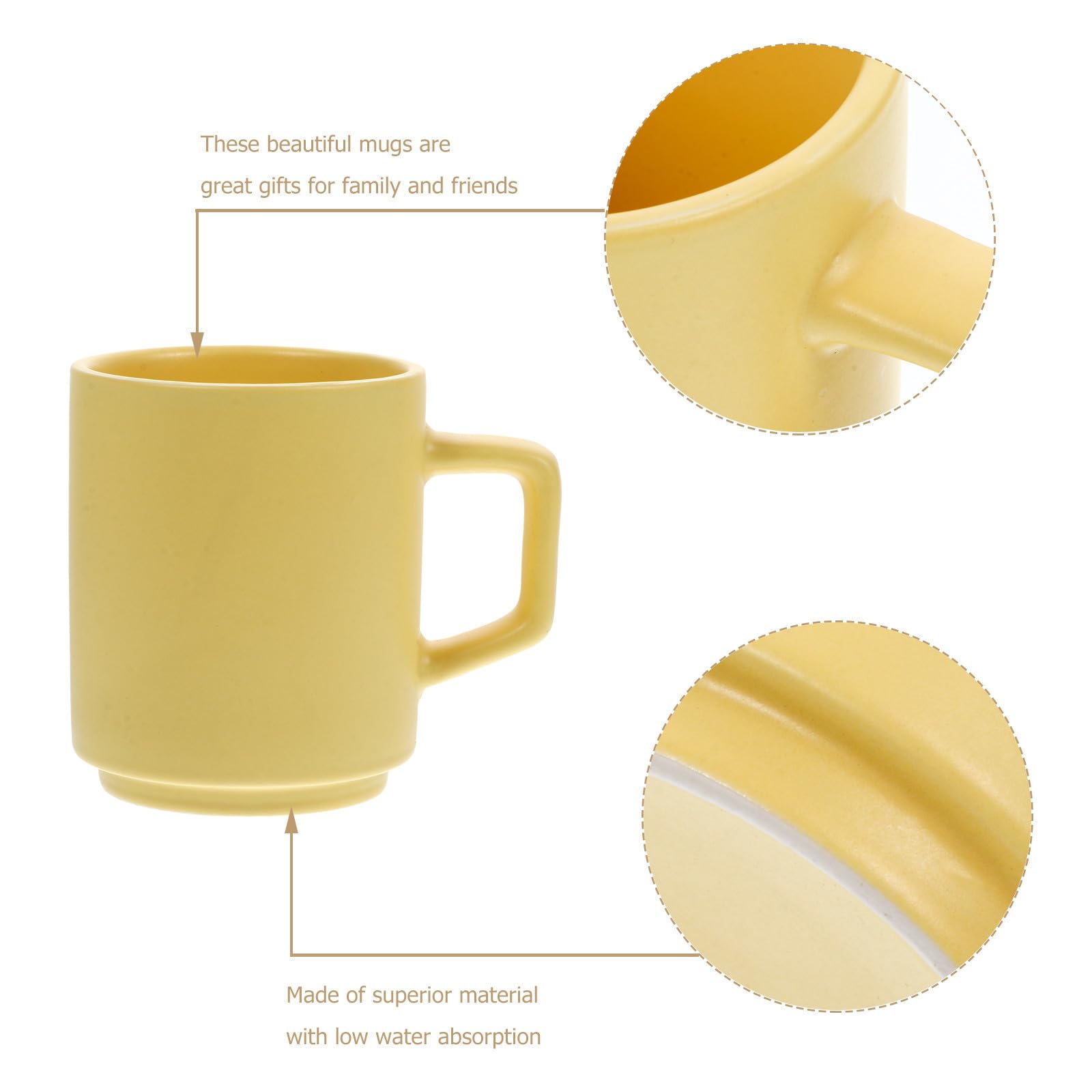 KALLORY Set da 5 Tazze in Ceramica Manico, Assorbimento Acqua Ridotto e Design Creativo, Perfette per Caffè, Tè e Bevande Quotidiane