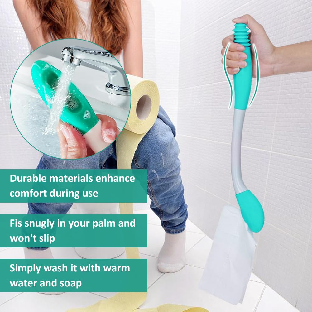 Pomoce do czyszczenia toalety, pomoc na papier toaletowy, pomoc w łazience, 38 cm długi uchwyt Self Wipe, łatwe czyszczenie pomocników toaletowych, toaleta dla osób niepełnosprawnych w podeszłym wieku