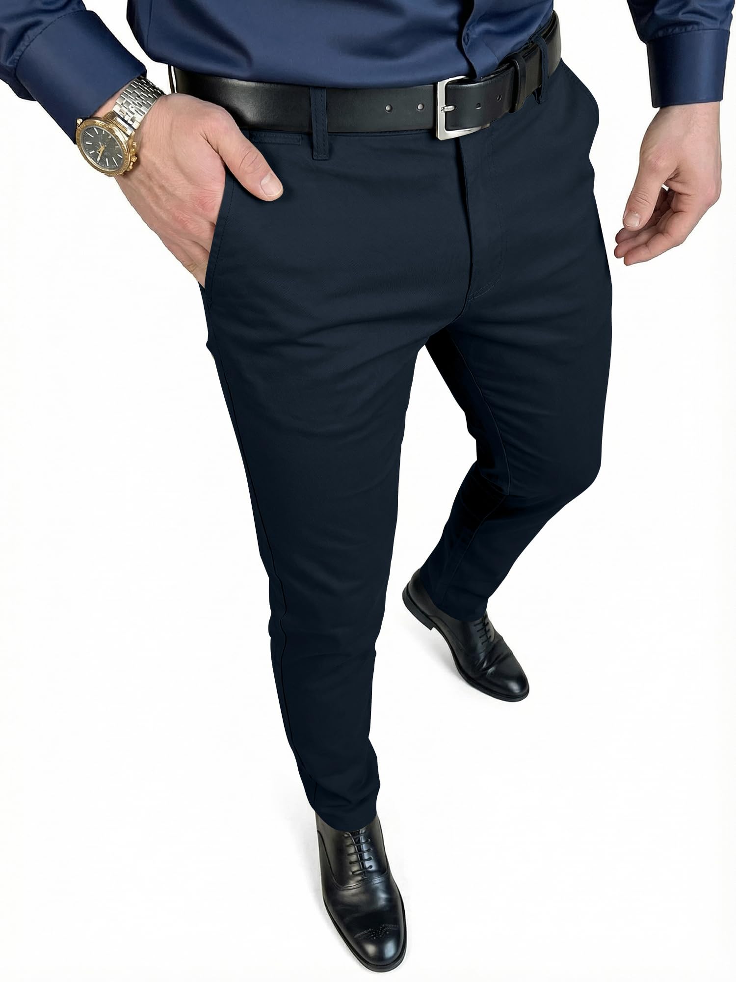 JMIERR Mens Skinny Stretchy Suit Pants Slim Fit Slacks Tapered Trousers