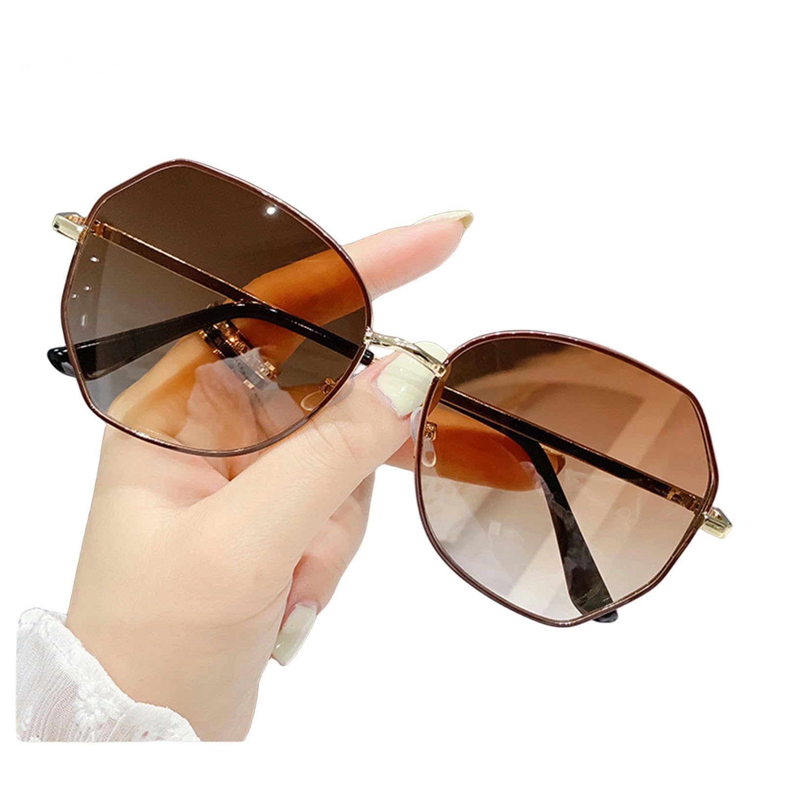 Occhiali da Sole da Donna Occhiali Da Sole Senza Telai Retrò Occhiali Da Sole Da Sole Da Sole Da Sole Marrone Nero