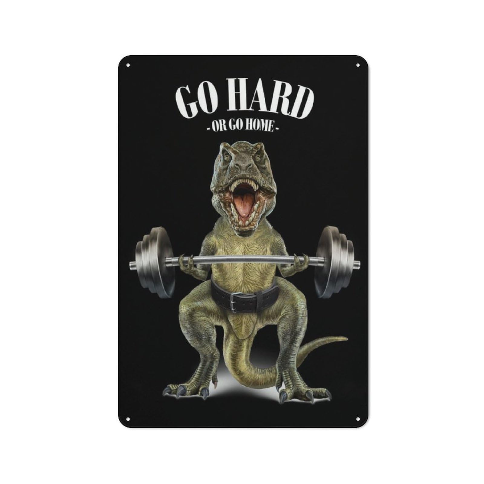 Junmoney Dinosaur Weightlifting Vintage Metal Plaque 30X20cm Featuring For Pub Or Café, Suited To Café Interior Fans