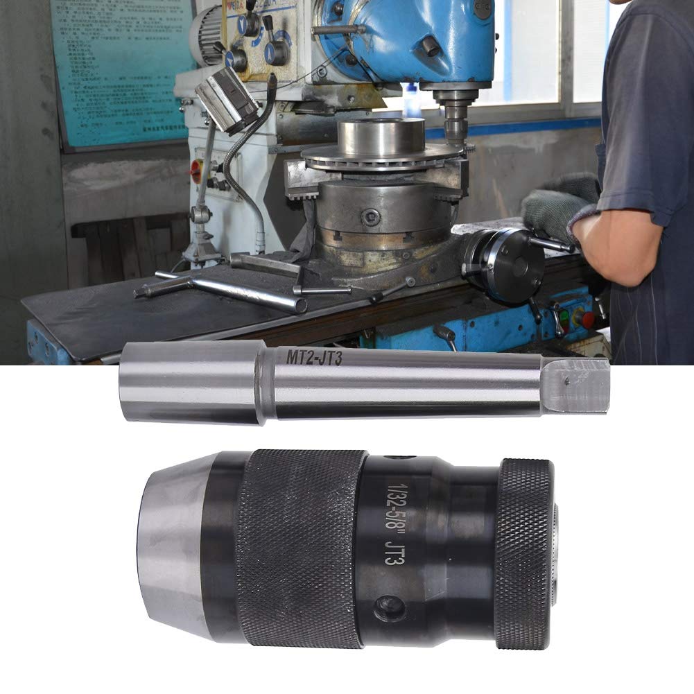 Mandrino autoserrante, 1/32 5/8 "Mandrino autoserrante serie JT3 Pro & JT3-MT2 Attacco con codolo cilindrico CNC Adatto per tornio/fresatura CNC, Trapano a colonna