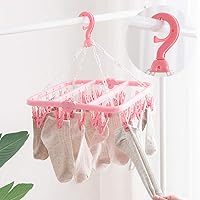 Vista 4 de Clip and Drip Hanger Percha de ropa Tendedero de secado 32 clips (rosa)