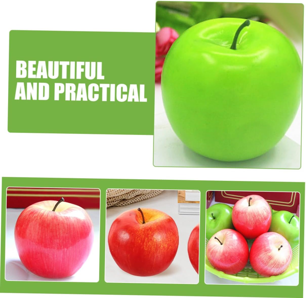 6pcs Lifelike Artificial Foam Fruit Models Fake Fruit Decorations for Home Kitchen Tabletop Photography Props with Red