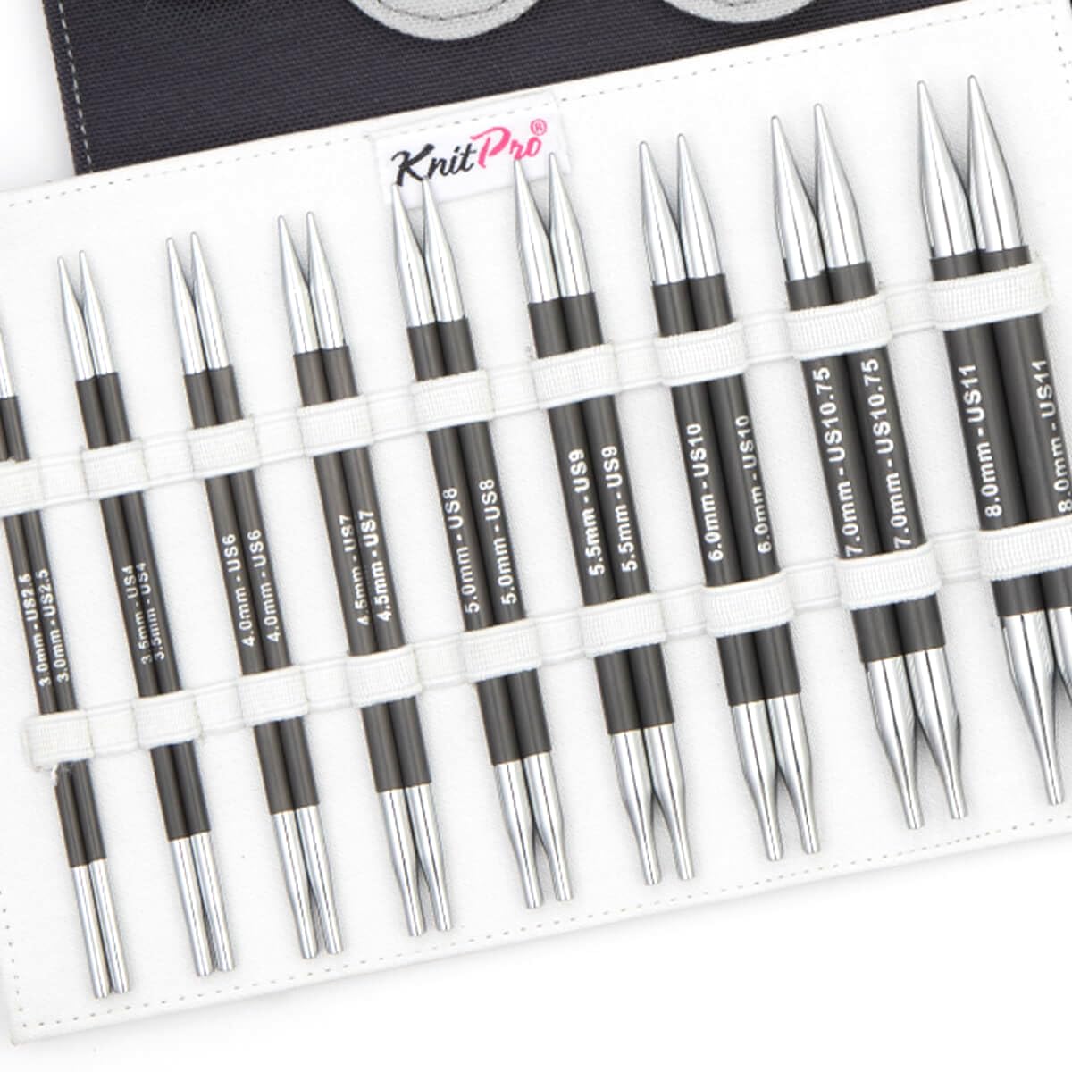 KnitPro Karbonz Deluxe Interchangeable Needle Set 5" (13cm), Black, 3.0, 3.5, 4.0, 4.5, 5.0, 5.5, 6.0, 7.0 & 8.0mm - Image 3
