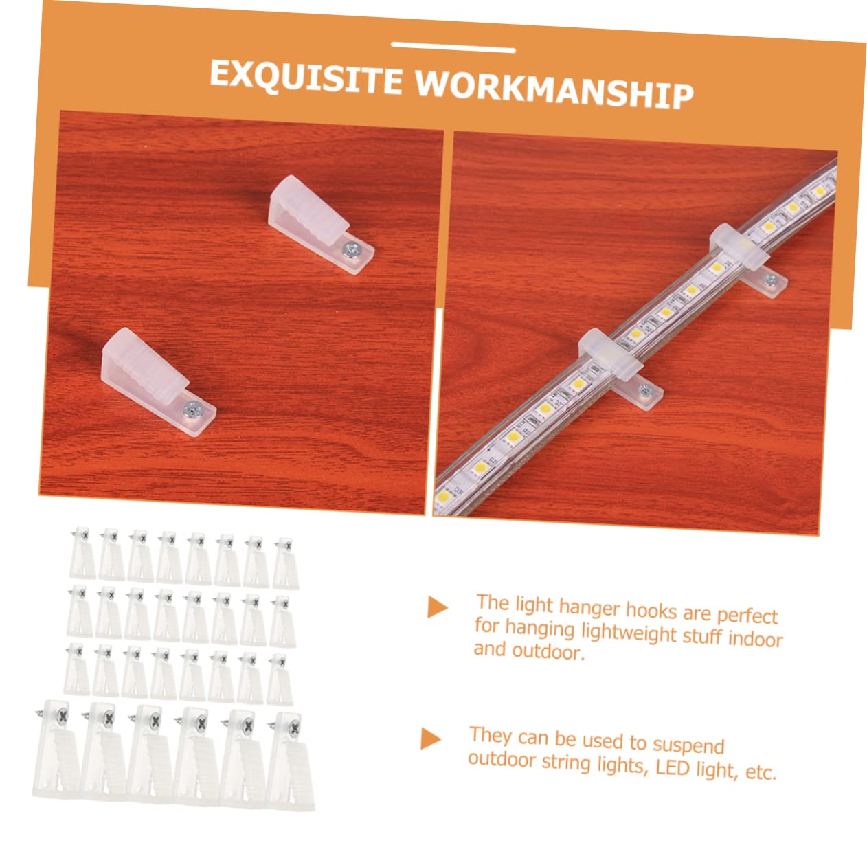 PRETYZOOM 4sets Outdoor Light Hooks for String Lights Rope Hangers Easy to Install Screw Clips 30pcs*4