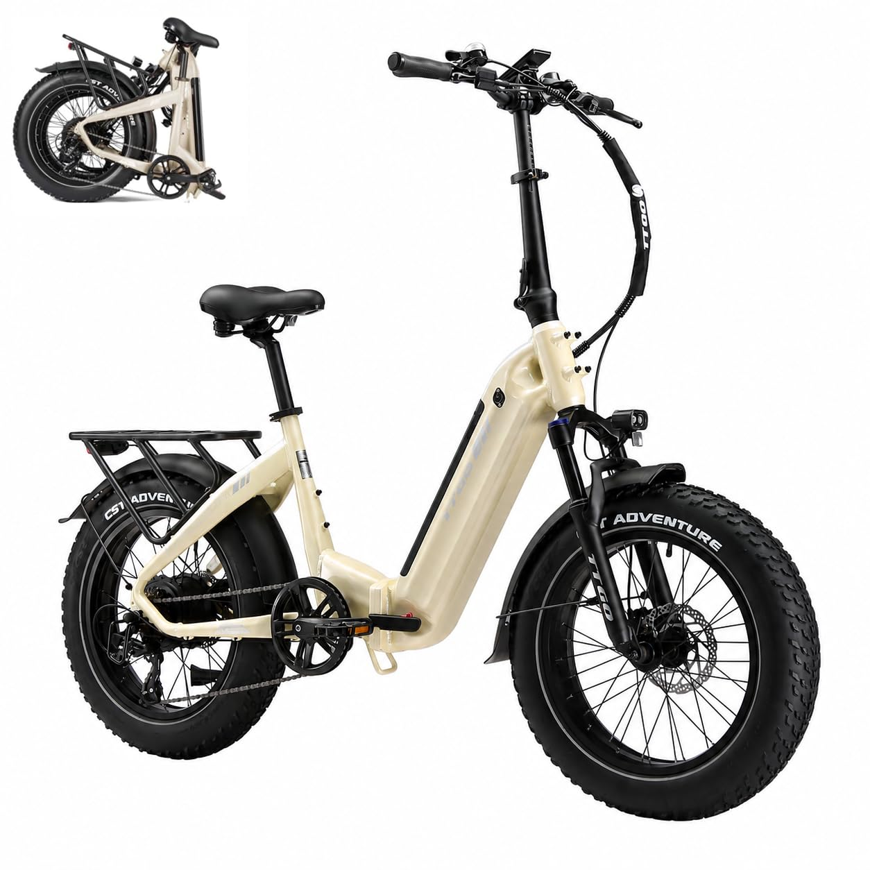 TTGO F6 Boost Vélo électrique 20" Fatbike pliable pour homme et femme Batterie 48 V 18 Ah 250 W 70 Nm, jusqu'à 150 km, pour ville, trajets et excursions