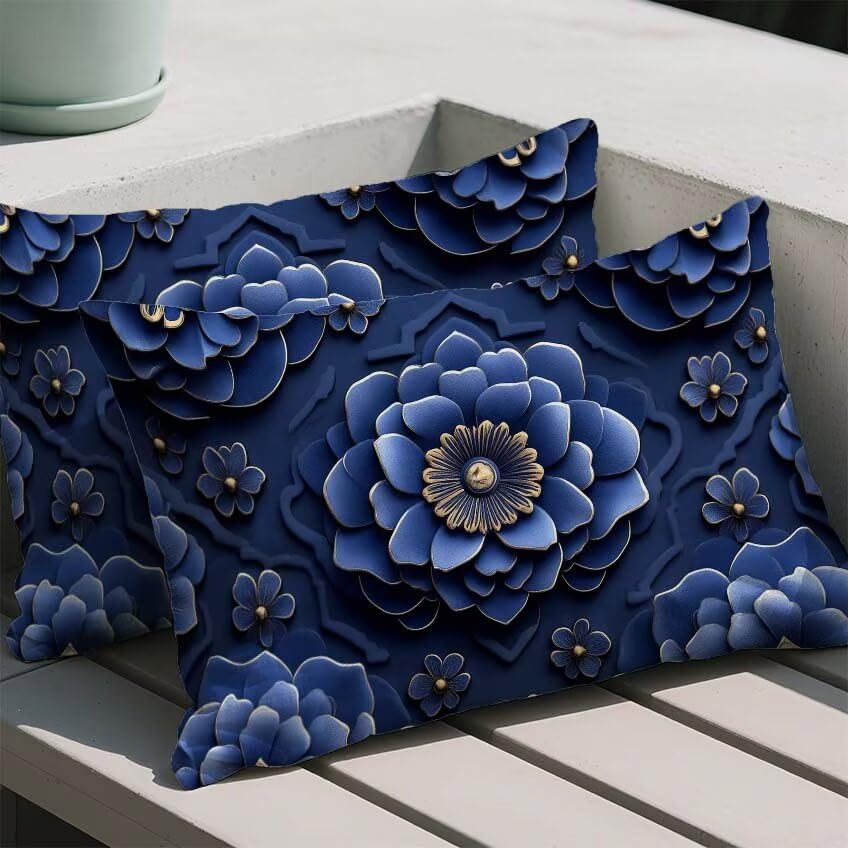 Housse de coussin imperméable rectangulaire 70x90cm lot de 2 imprimé bohème - 2