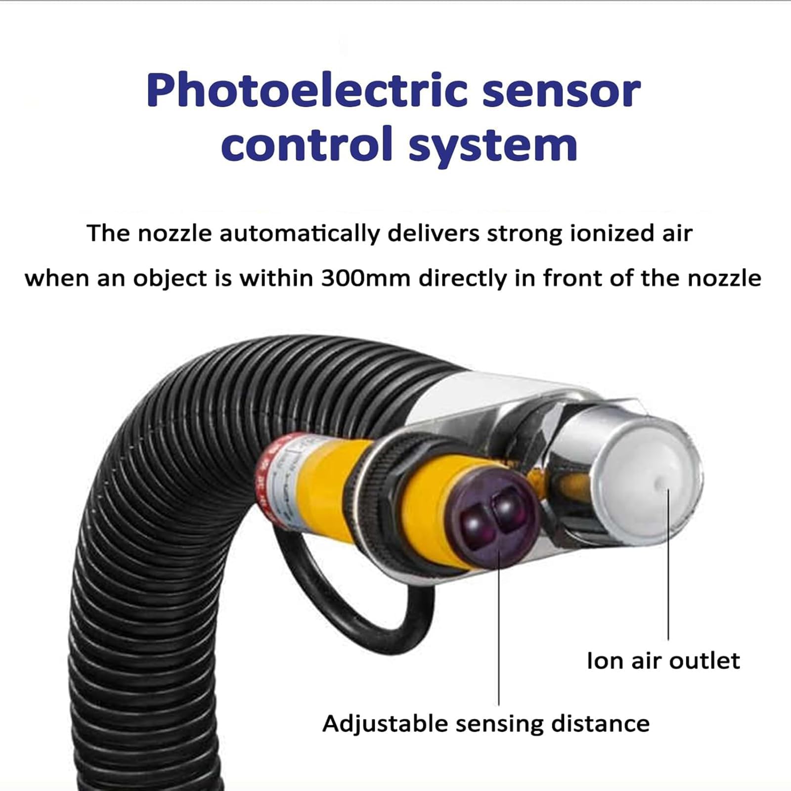 Pistolet do usuwania kurzu z czujnikiem fotoelektrycznym i antystatycznym, z regulowaną objętością powietrza do sprężarki powietrza – rura wiatrowa 390 mm