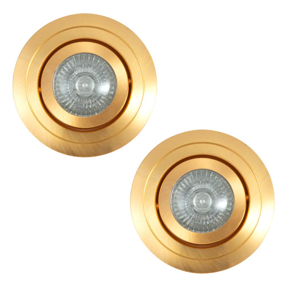 LITECRAFT Recessed Downlight IP65 Rated Tiltable Spotlight - (Satin Brass, Pack of 2) โ image 1