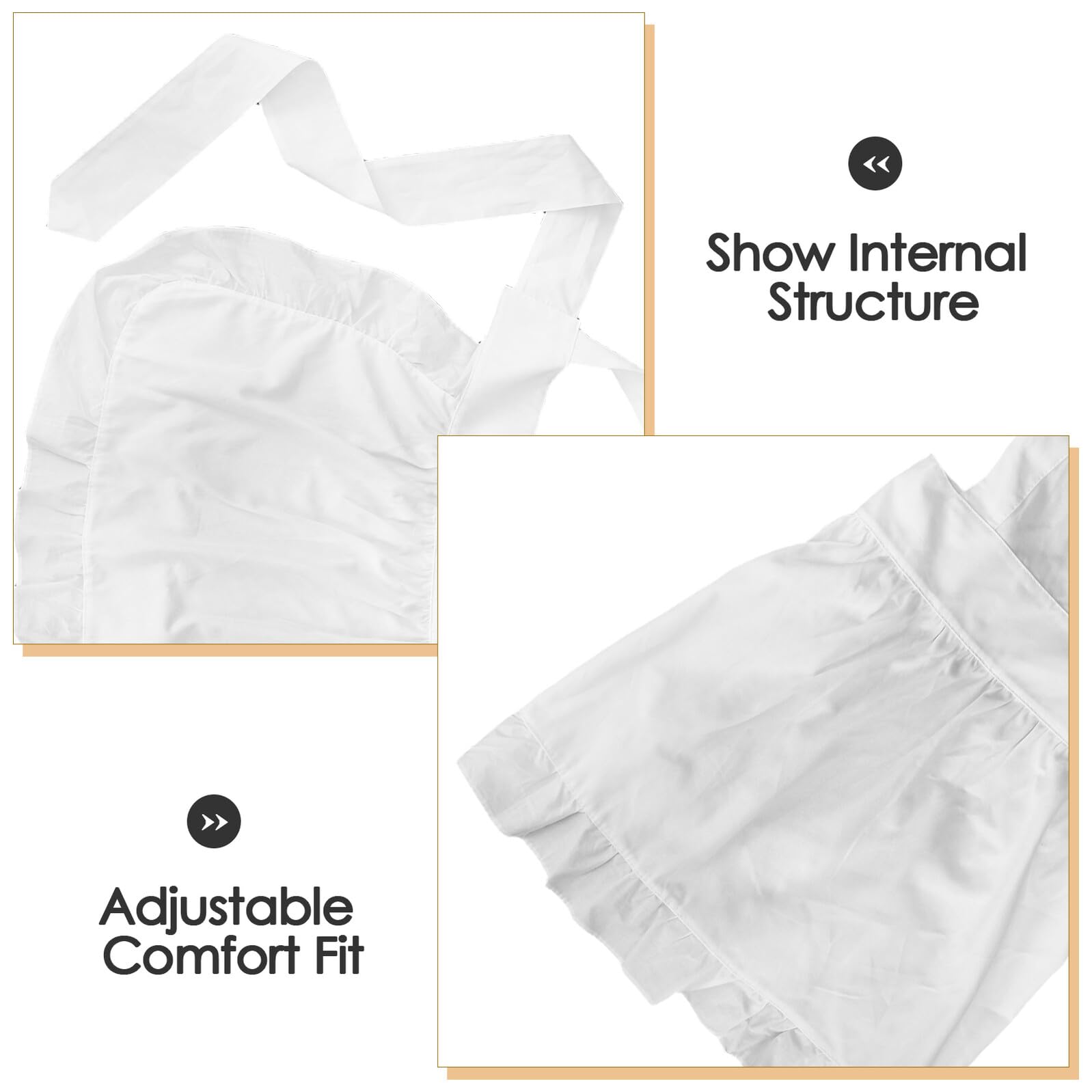 Delantal de Cocina Largo Blanco para Mujer, 100% Algodón con Bolsillos, Talla L, Ajustable y Resistente a Manchas, Adecuado para Camareras en Restaurante, Cafetería y Catering