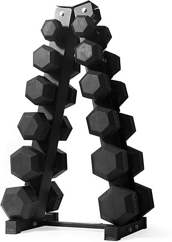 Miniatura 40 de RitFit 5-780LBS Rubber Coated Hex Dumbbell Weight Set with Rack for Home Gym, Strength Training, Workouts