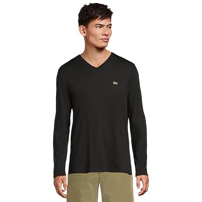 Lacoste Long Sleeve Pima Jersey V Neck T Shirt Men