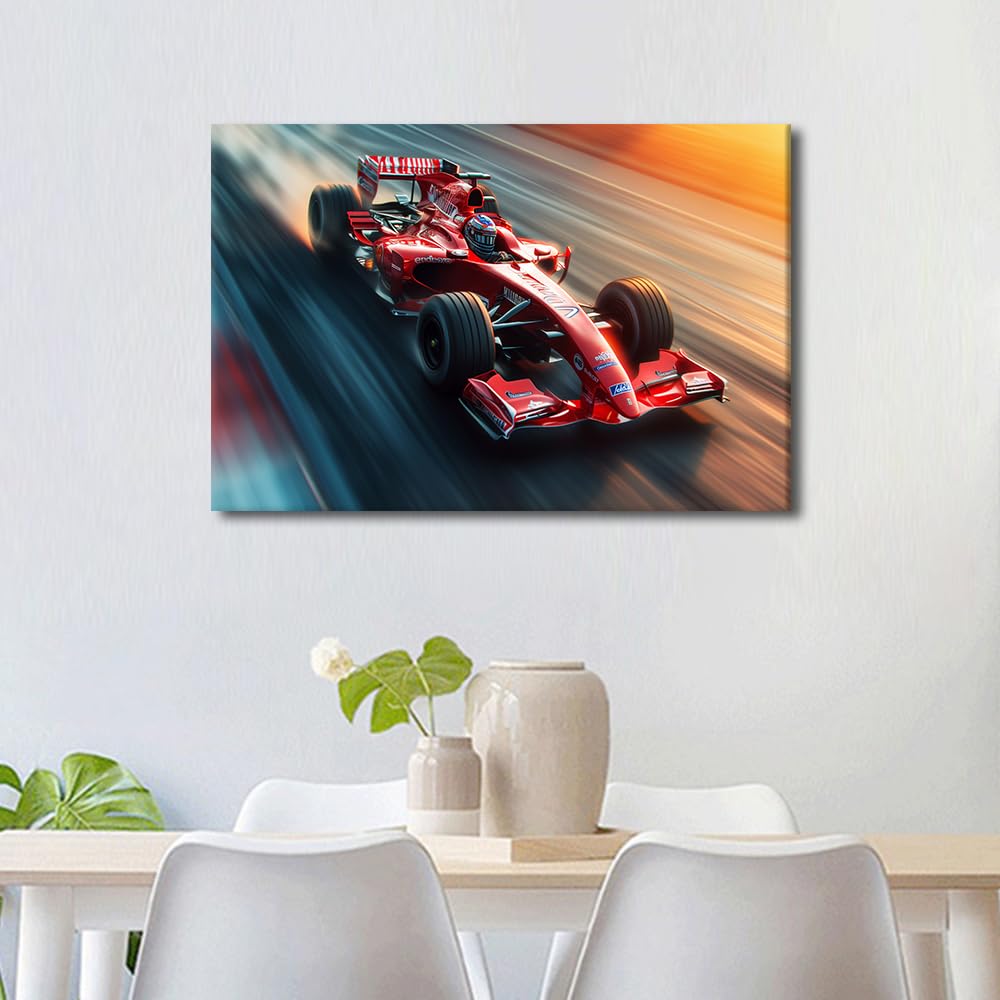 TISHIRON 1 Piece Canvas Wall Art Racing Car Pictures for Bedroom Living Room Game Room Wall Decor for Men Boys Bedroom Home Car Office Decor Framed Ready to Hang Poster and Prints 24" Wx16 H - Image 4