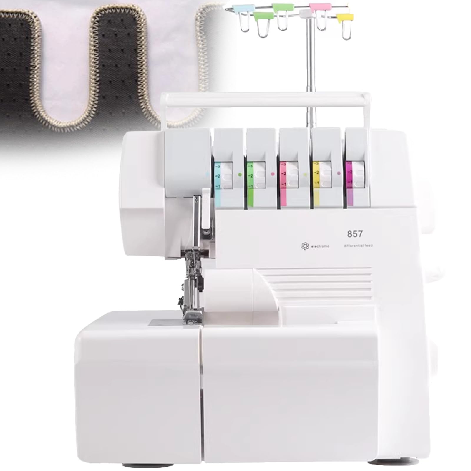 Remalladora para Principiantes, Remalladora Robusta de 2-3-4-5 Puntadas, Remalladora Profesional, Transporte Diferencial, Máquina de Coser con Accesorios OverlockSewing