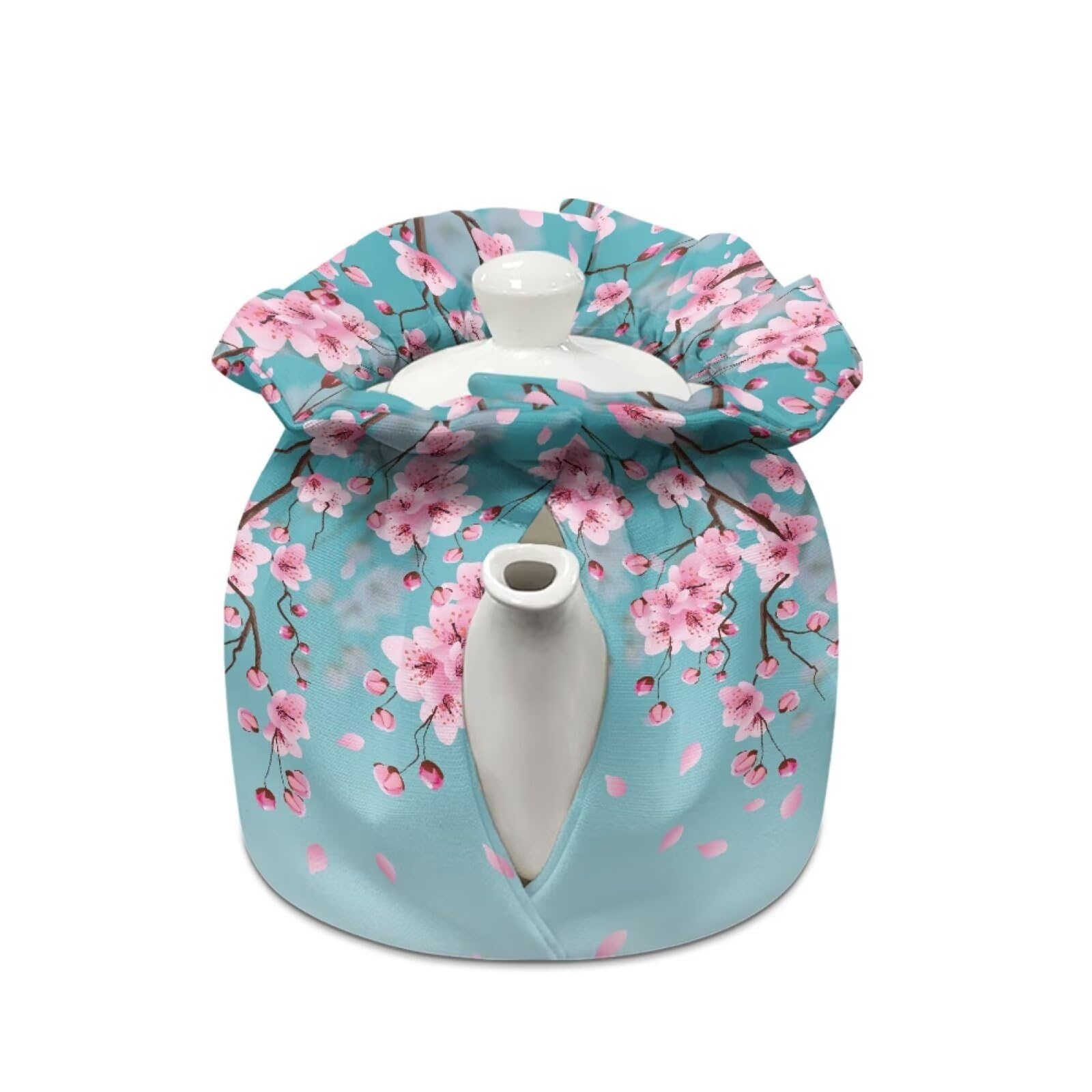 Cozeyat Teapot Cozy Cover Insulated Peach Blossom Printed Tea Pot Dust Cover Large Tea Kettle Cover Warmer Tea Cosy Home Decoration Kitchen Accessories