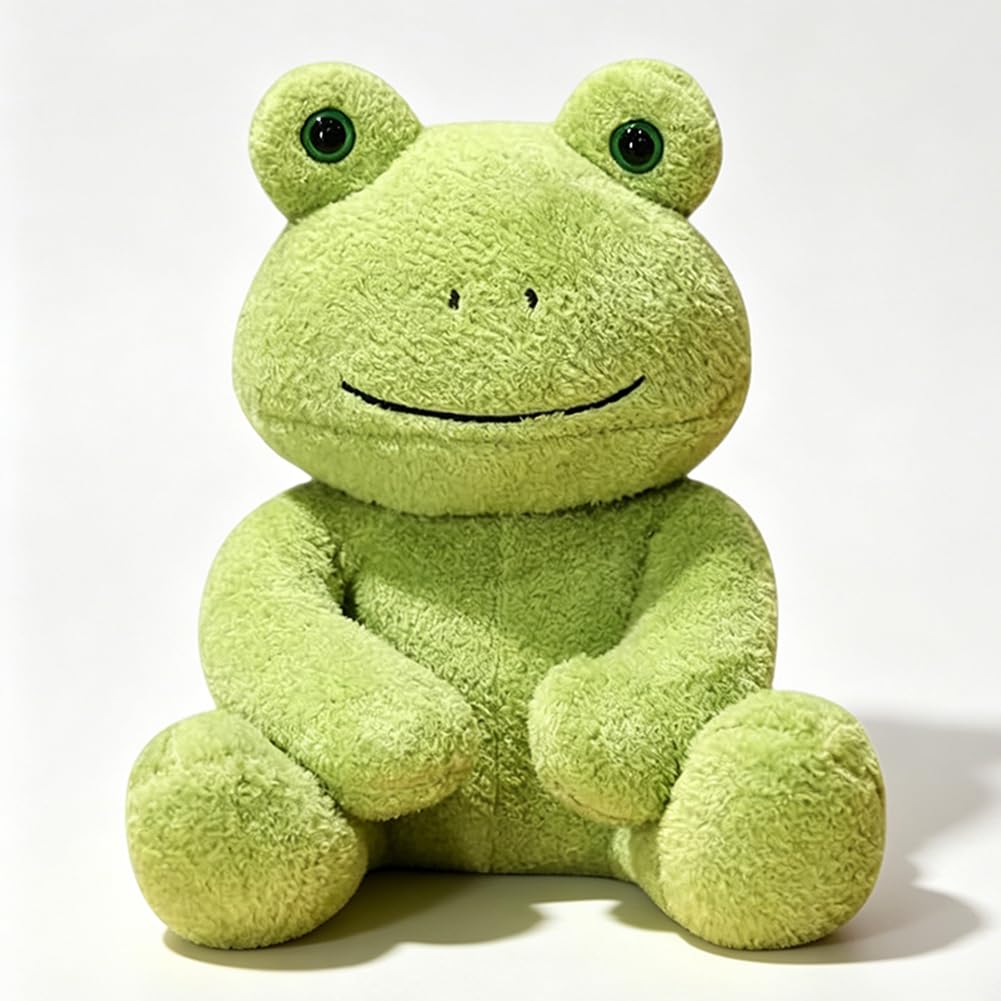 HAUZMLL Frog Plush Decor Figure, Cuddly Frog Plushie Toys, Soft Stuffed Animal, Fluffy Frog Green, Adorable Plush Dolls Gift, Bedtime Companion and Emotional Comfort, Gifts for Teenagers