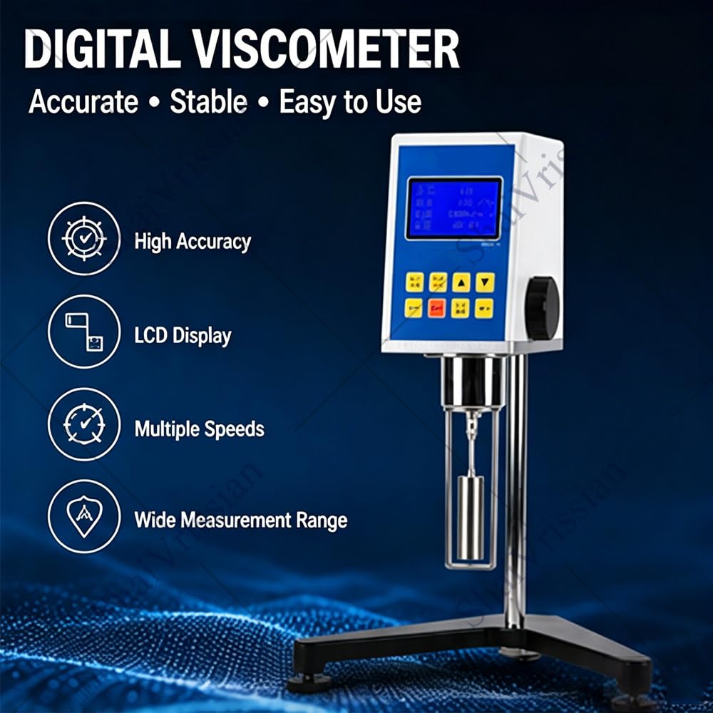 Viscosímetro digital, comprobador de viscosidad de laboratorio con 4 husillos, funda protectora universal para pintura, tinta, grasa, cosméticos, adhesivos, alimentos, pruebas industriales