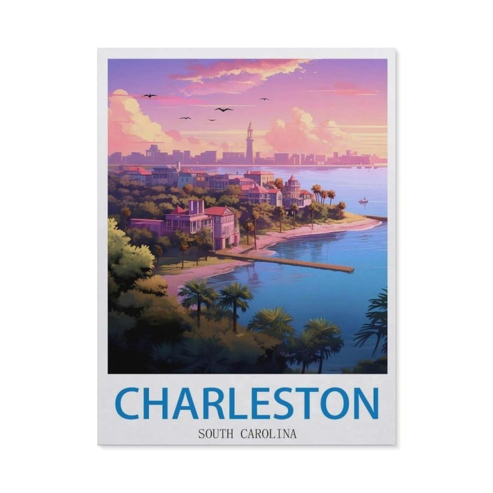 Charleston South Carolina，Retro Metal Tin Sign Vintage Sign For Home Coffee Wall Decor(30x40cm）12x16 inch-EE23