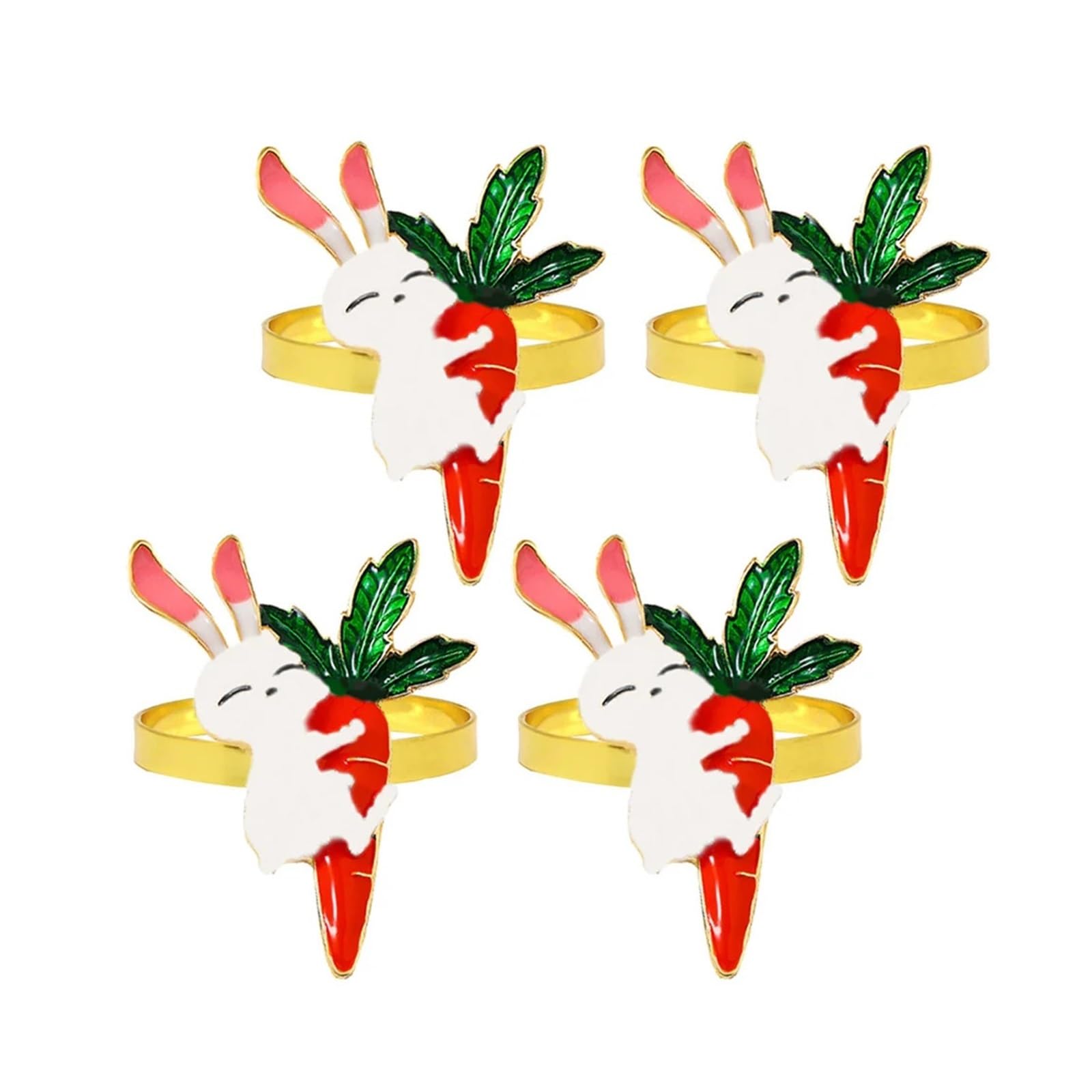 napkin rings 4Pcs Bunny Carrot Shaped Napkin Holders Easter Decor Dining Table Serviette Clasps Rings Metal Ring