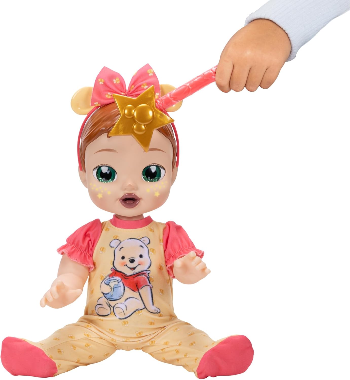 Disney Darlings 13-Inch Interactive Baby Doll – Magical Lights, Sounds, Music & Wand – Pooh-Inspired Nurturing Doll with Accessories – Multiple Skin Tones, Eye Colors – Ages 2 and Up