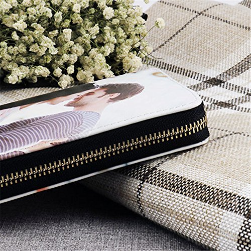 Personalized Photo Top-Grain Leather Wallet Wallets for Women Womens Wallet（Black Double Side）4