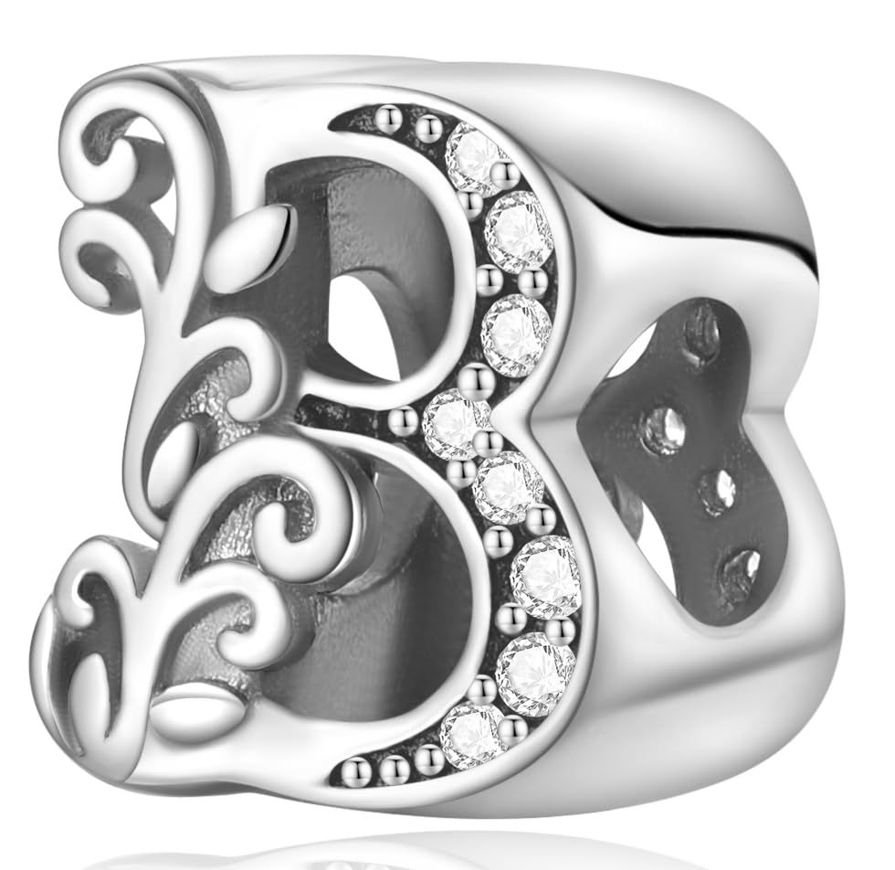 FLUFLO Charm Anhänger Damen Buchstabe A-Z für Armband 925 Sterling Silber Charms Beads passend für Pandora Armband und Halskette, Kompatibel mit Europäischen Armbänder für Frauen Mädchen X240