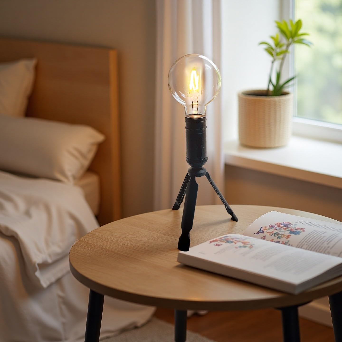 Gloworm Lampe de table LED 2 en 1 et lampe de camping avec crochet portable et support triangulaire, alimentée par piles, minuterie 6H, étanche, matériau ABS et PET, pour décoration intérieure et