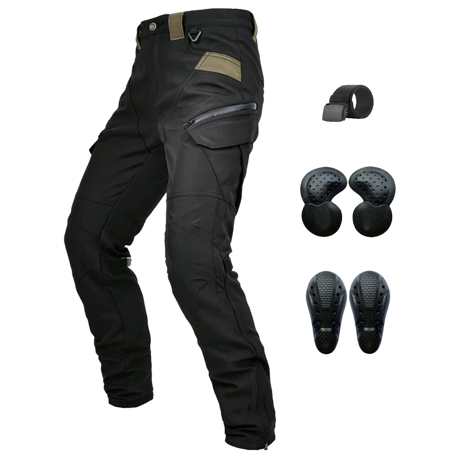 Herren-Motorradhose Mit CE-Protektoren. Höhenverstellbar Und Fixierbar, Wasserdicht, Winddicht Und Atmungsaktiv, Mit Protektoren Und Bund