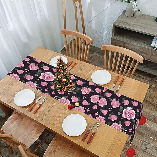 Chemin de table rustique : réveillez une nappe terne avec ces fleurs roses - 6