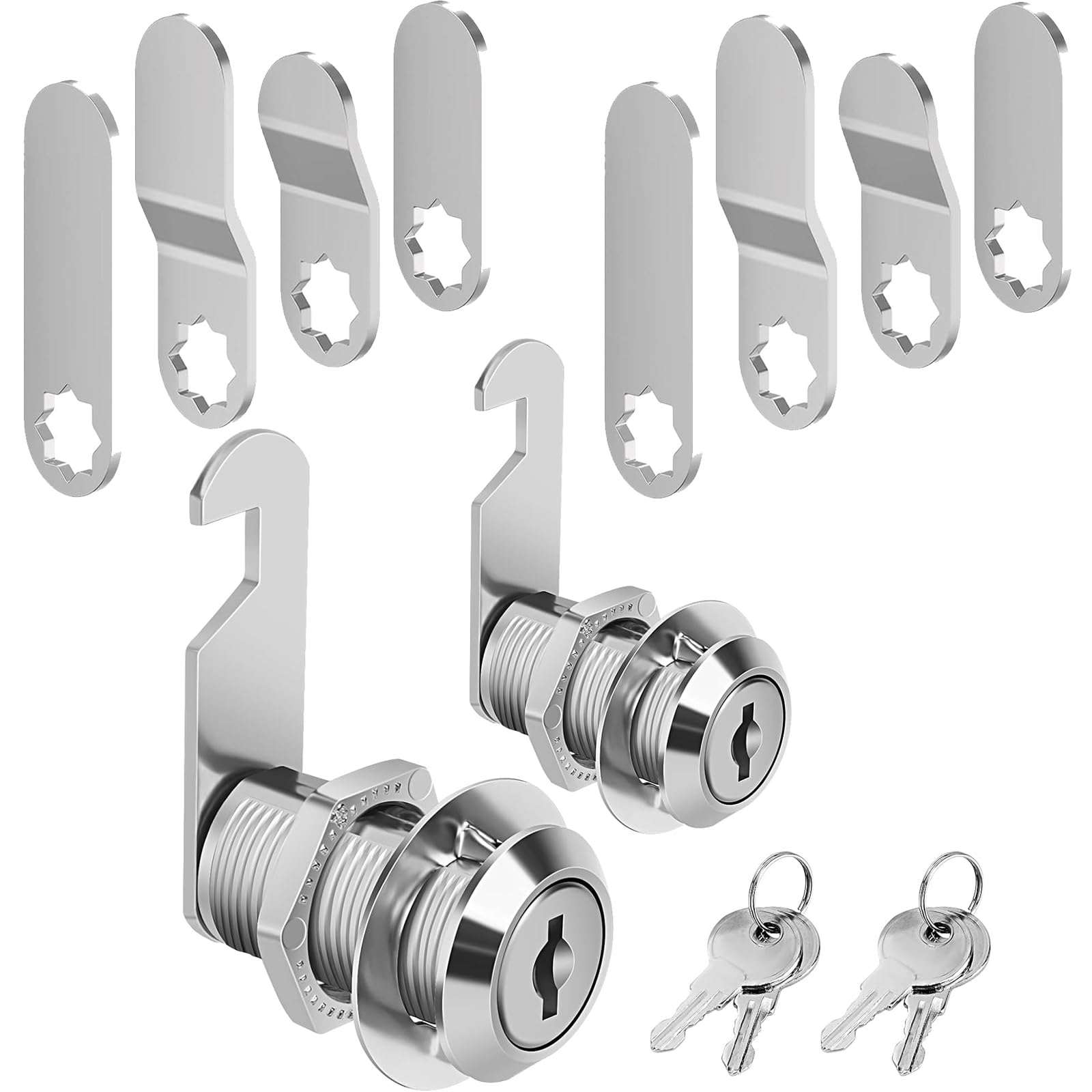 Agtehbz Silver 2 Pcs Cabinet Locks, 16Mm Security Mailbox Locks, Post Box Lock, Letterbox & Mailbox Cam Lock With Key For Postbox Toolbox Drawers Dresser Cupboard Door Furniture
