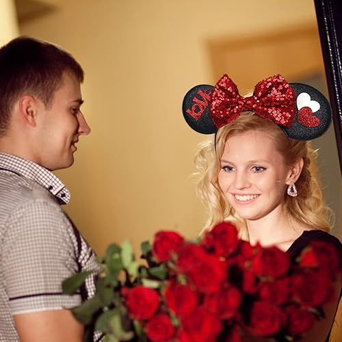 Miniatura 7 de HOXIEYA Diademas para el día de San Valentín diademas con corazón rojo con purpurina regalo de fiesta suministros de decoración de San Valentín arco