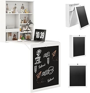 Folding Wall Desk, Wall Mounted Table with Storage, Fold Out Table with ...