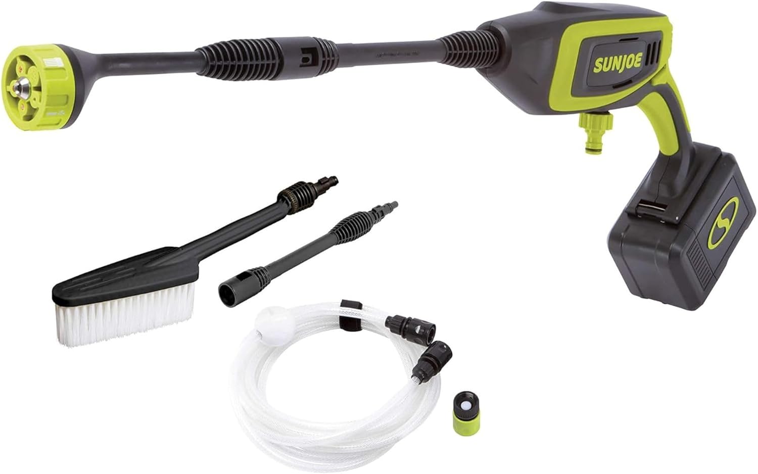 Sun Joe Cordless Portable Power Cleaner, Lightweight Pressure Washer Tool with 5-in-1 Spray Nozzle, 24V IONMAX System Tool, Green, 24V-PP350-CT