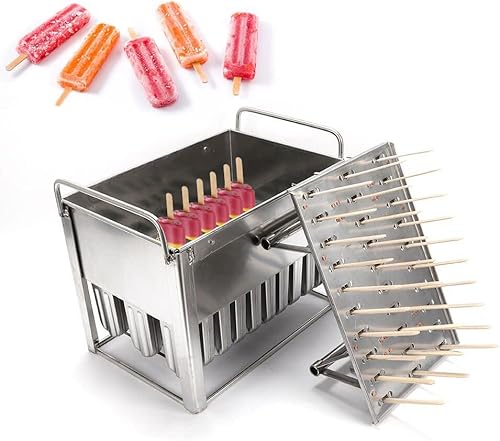 Miniatura 43 de Moldes caseros para paletas de hielo, moldes reutilizables para helados congelados con 20 tazas de molde, moldes de acero inoxidable, congelación
