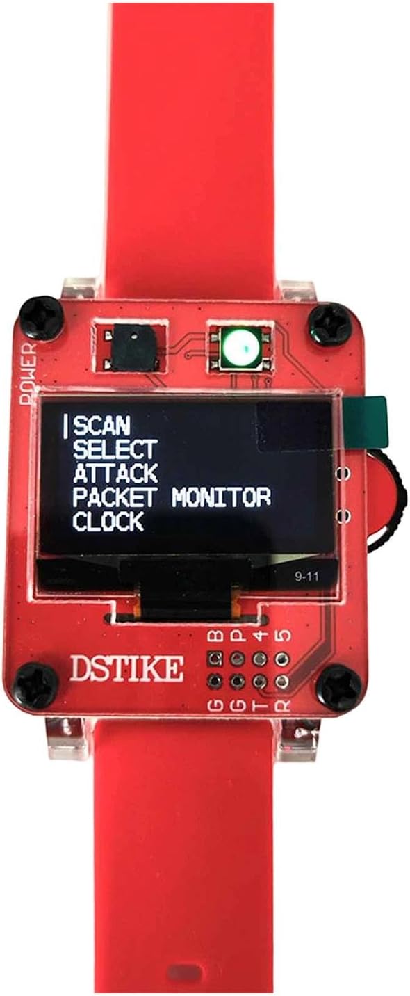 Deauther Smartwatch Development Board Educational Tool Protection Wristwatch Testing Networks for Beginners Office Developers, Red